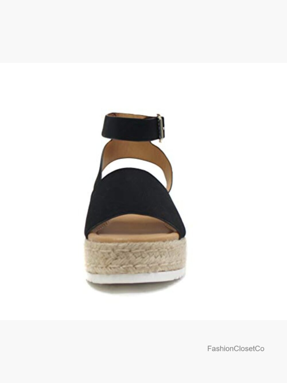 Open Toe Buckle Ankle Strap Espadrilles Flatform Wedge Casual Sandal - Picture 6 of 7